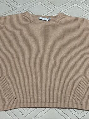Light Beige Ribbed Knit Sweater